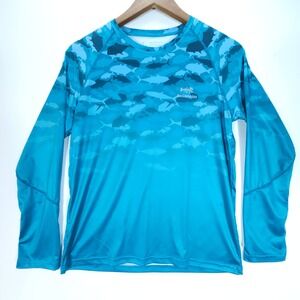 Streetwear Bassdash Fishing Shirt Mens L Blue Camo Long Sleeve Sun Protection
